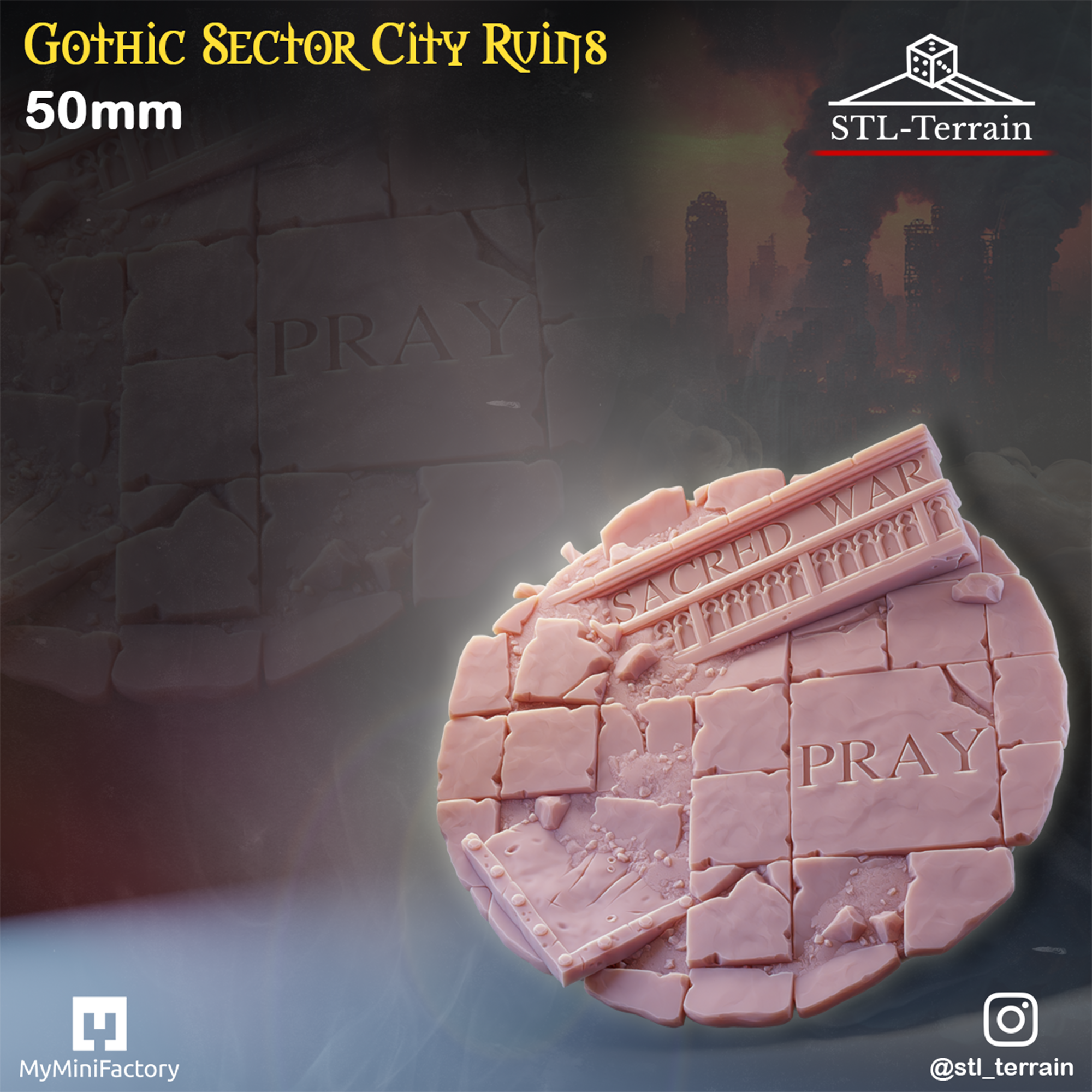 Toppers - Gothic Sector City Ruins - 25 - 28 - 32 - 40 - 50 - Impression 14k - Nettoyage ultrason - WAVE 1