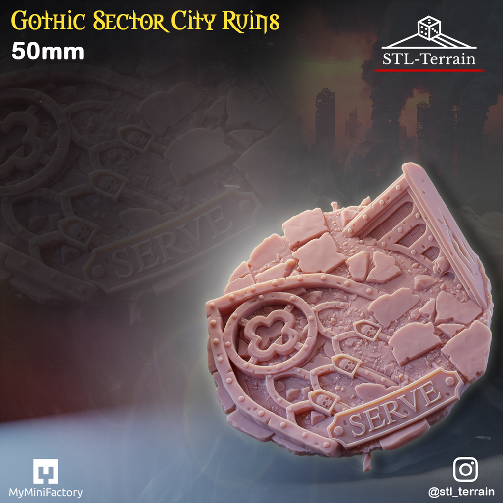 Toppers - Gothic Sector City Ruins - 25 - 28 - 32 - 40 - 50 - Impression 14k - Nettoyage ultrason - WAVE 1