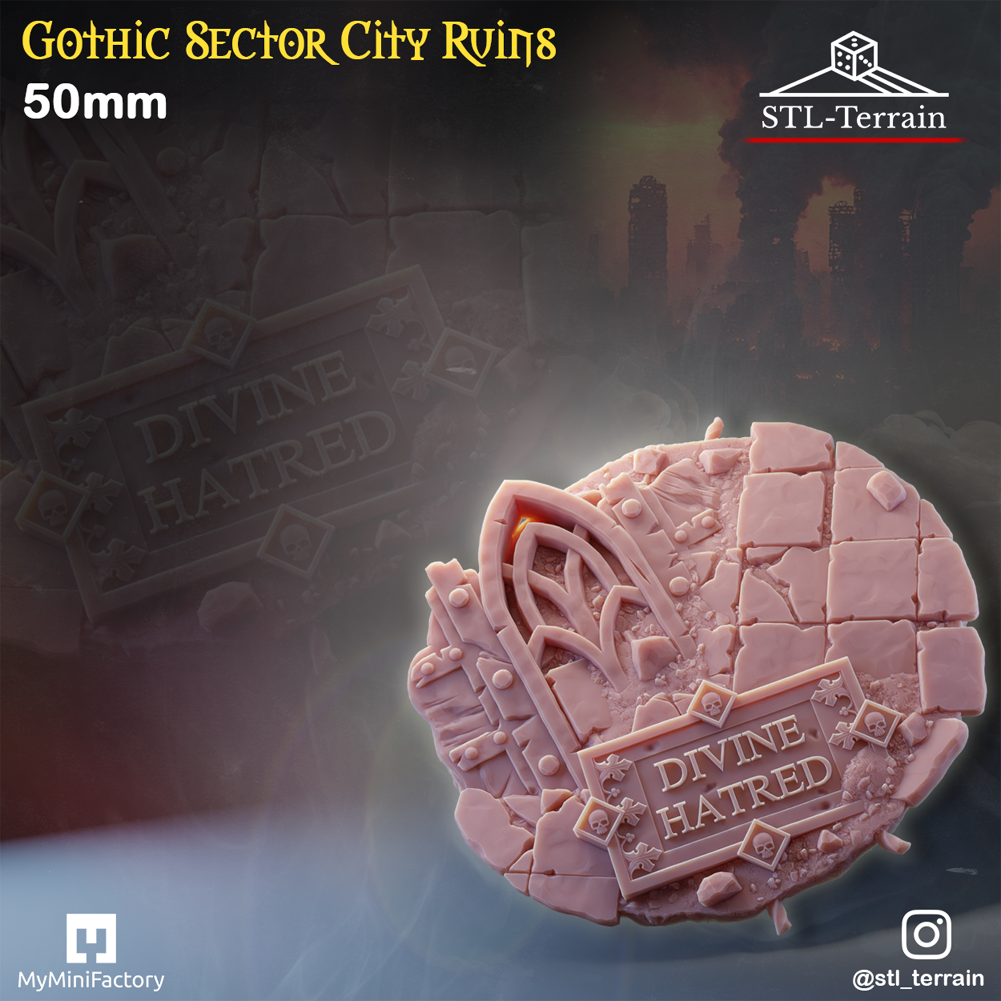 Toppers - Gothic Sector City Ruins - 25 - 28 - 32 - 40 - 50 - Impression 14k - Nettoyage ultrason - WAVE 1