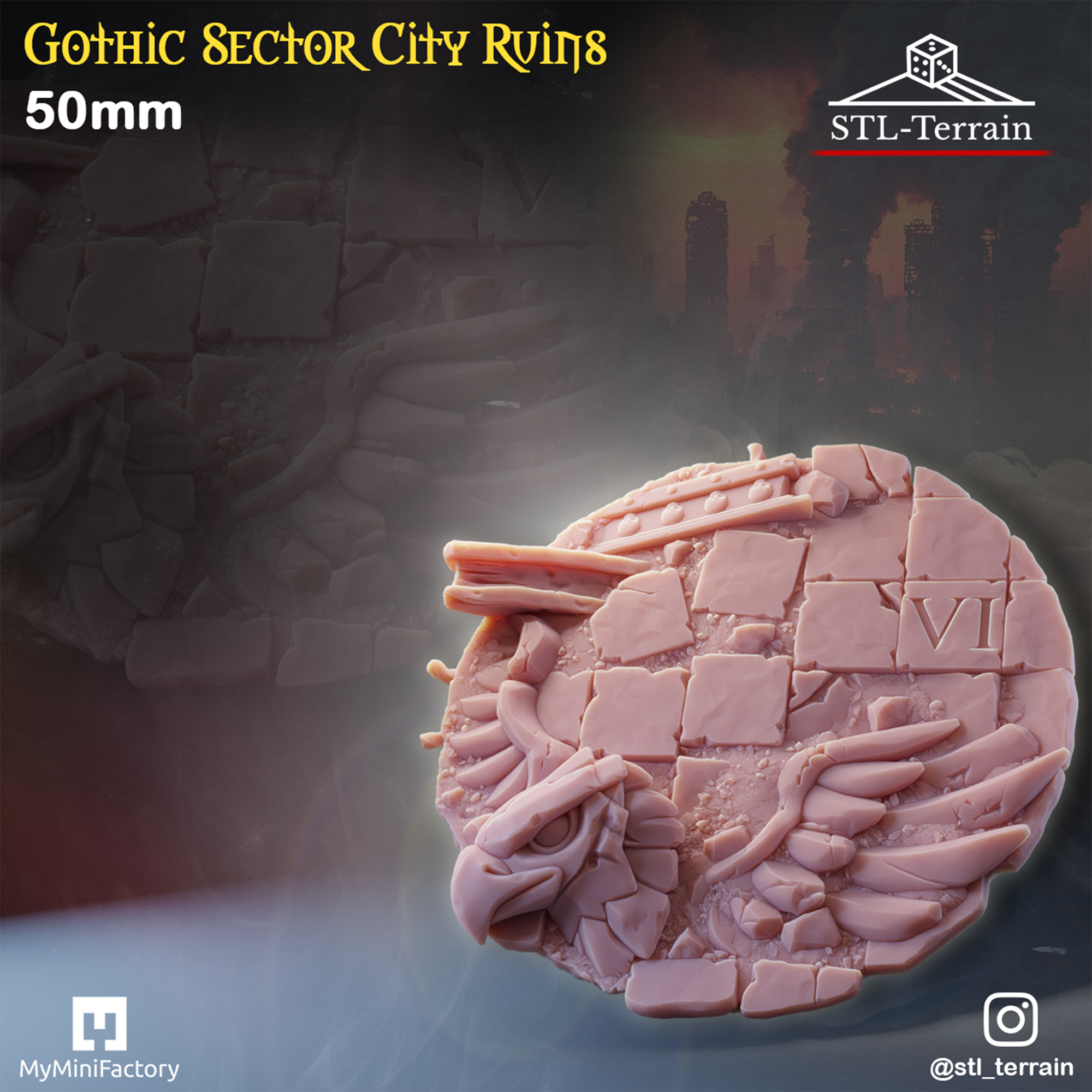 Toppers - Gothic Sector City Ruins - 25 - 28 - 32 - 40 - 50 - Impression 14k - Nettoyage ultrason - WAVE 1