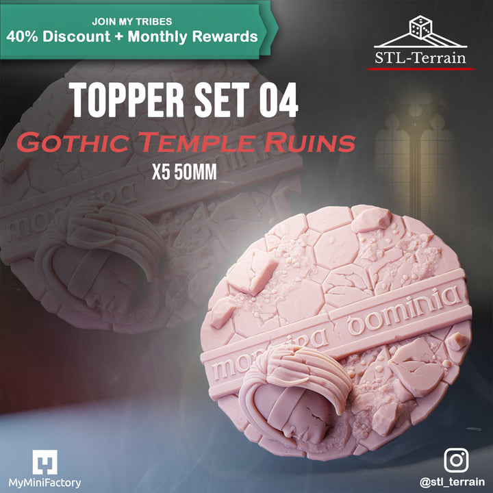 Toppers - Gothic Temple Ruins - 50 - Impression 14k - Nettoyage ultrason - SET 4