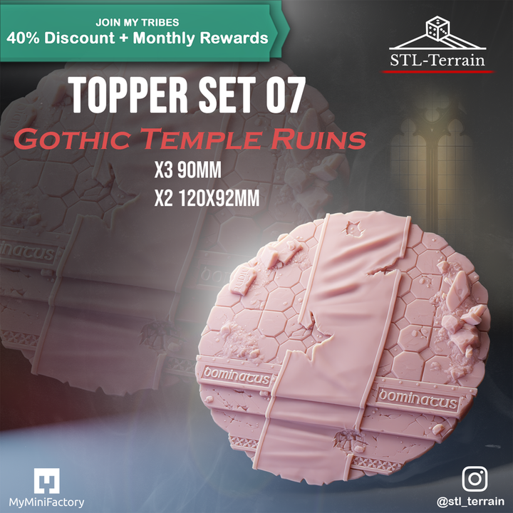 Toppers - Gothic Temple Ruins - 90 - 120x92 - Impression 14k - Nettoyage ultrason - SET 7