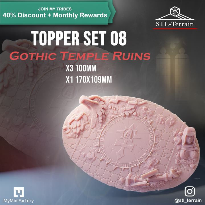 Toppers - Gothic Temple Ruins - 100 - 170x109 - Impression 14k - Nettoyage ultrason - SET 8