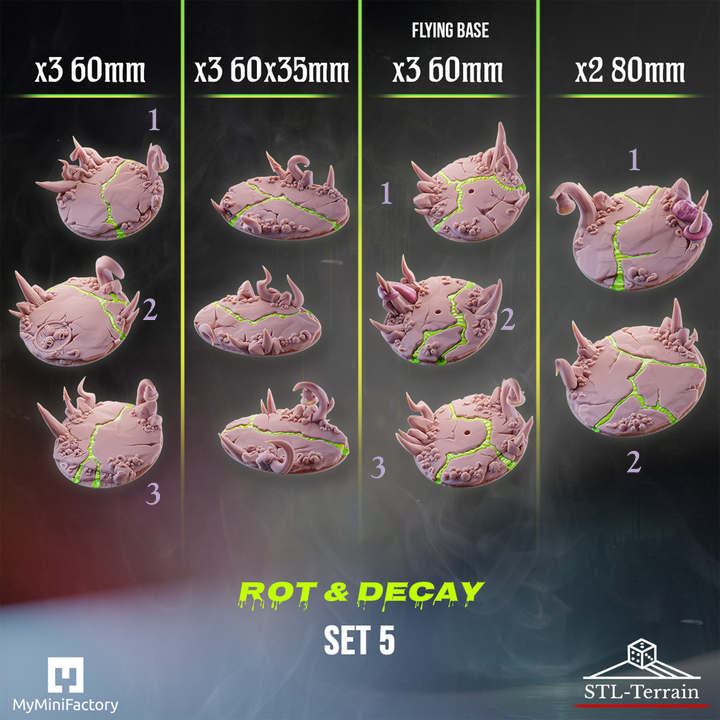 Toppers - Rot & Decay - 60 - 60 FLY - 80 - 60x35 - Impression 14k - Nettoyage ultrason - SET 5