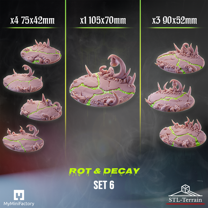 Toppers - Rot & Decay - 90x52 - 75x42 - 105x70 - Impression 14k - Nettoyage ultrason - SET 6