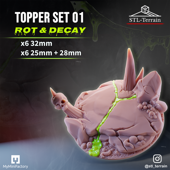 Toppers - Rot & Decay - 25 - 28 - 32 - Impression 14k - Nettoyage ultrason - SET 1