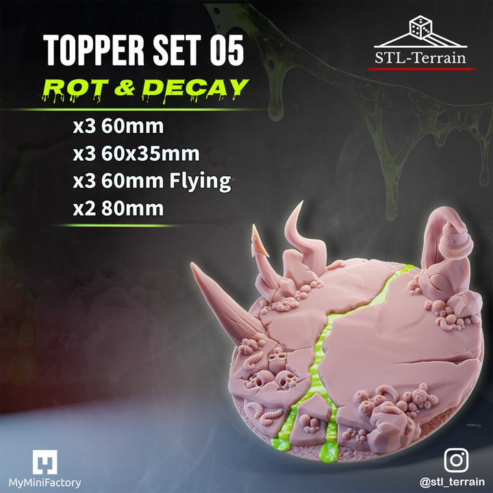 Toppers - Rot & Decay - 60 - 60 FLY - 80 - 60x35 - Impression 14k - Nettoyage ultrason - SET 5