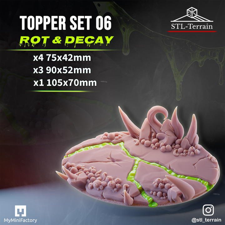 Toppers - Rot & Decay - 90x52 - 75x42 - 105x70 - Impression 14k - Nettoyage ultrason - SET 6