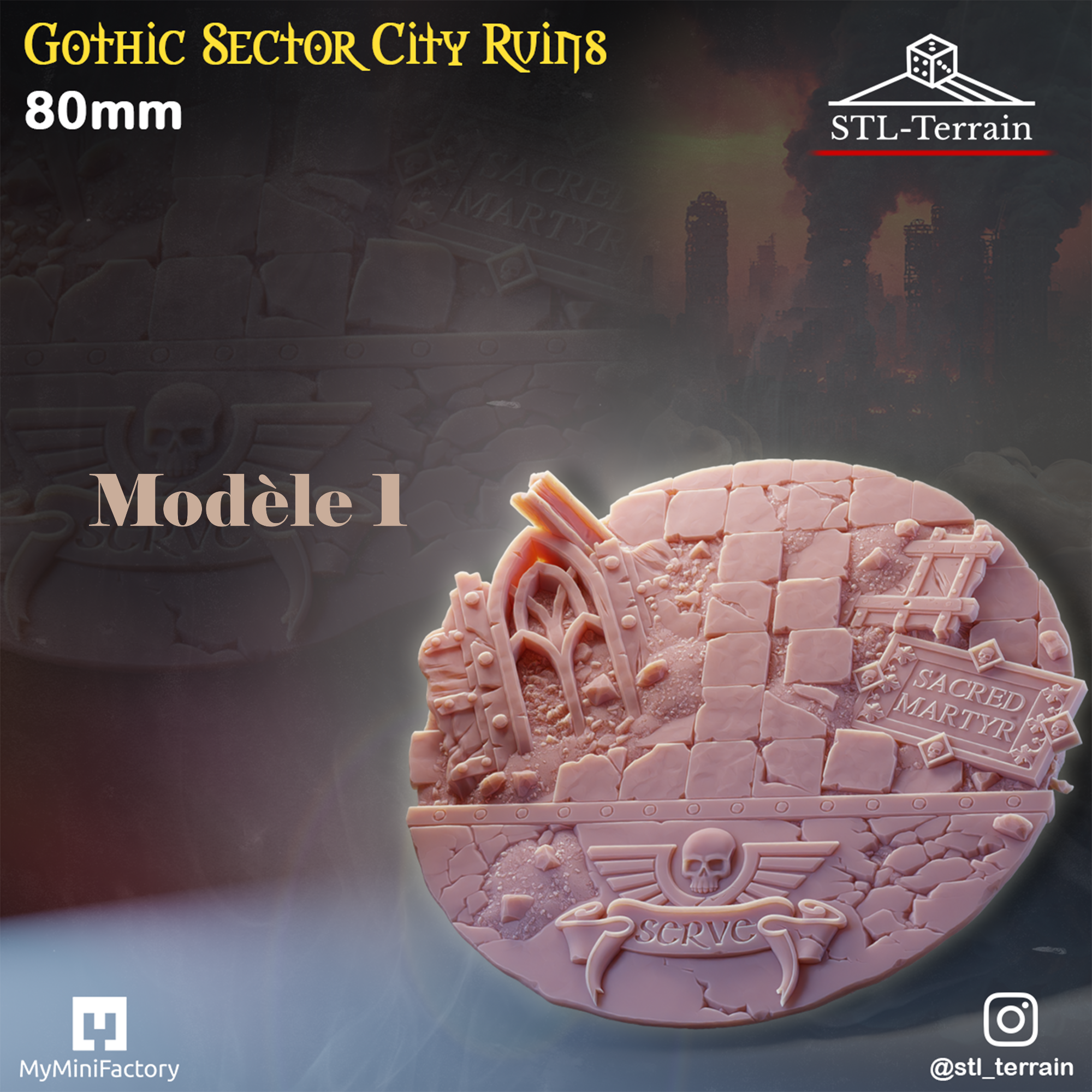 Toppers - Gothic Sector City Ruins - 60 à 170x109 - Impression 14k - Nettoyage ultrason - WAVE 2