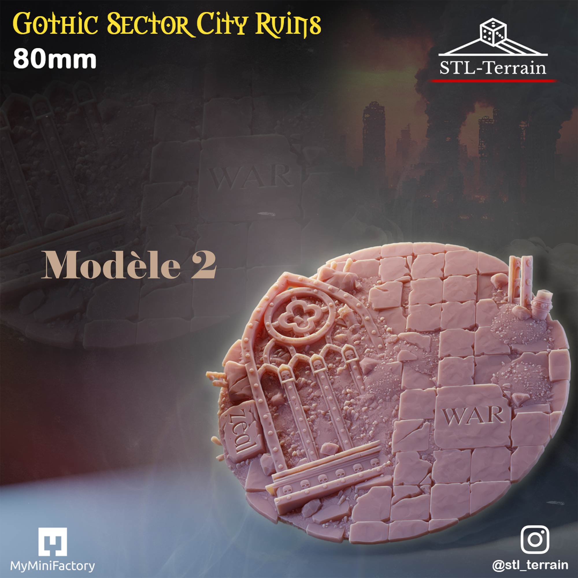 Toppers - Gothic Sector City Ruins - 60 à 170x109 - Impression 14k - Nettoyage ultrason - WAVE 2
