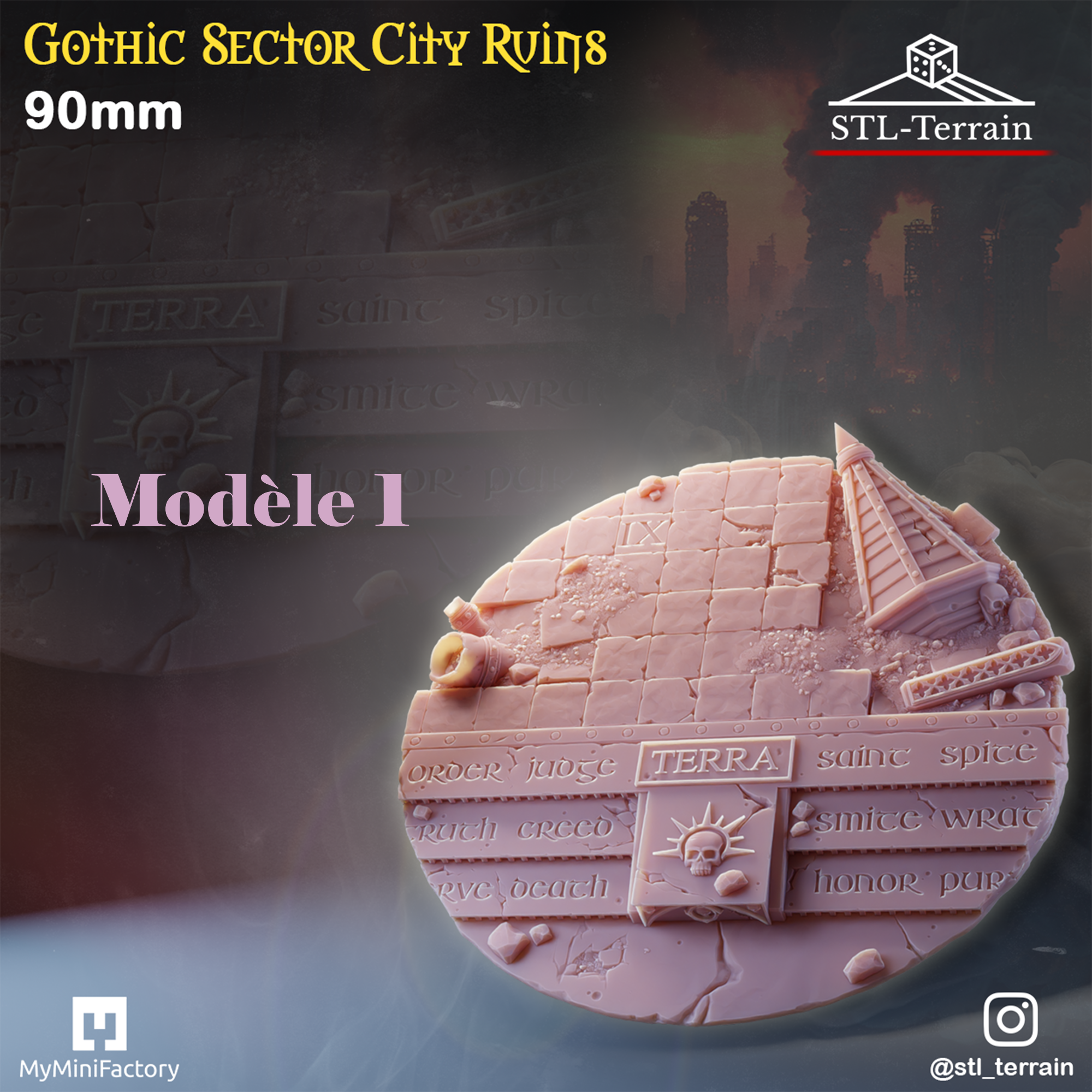 Toppers - Gothic Sector City Ruins - 60 à 170x109 - Impression 14k - Nettoyage ultrason - WAVE 2