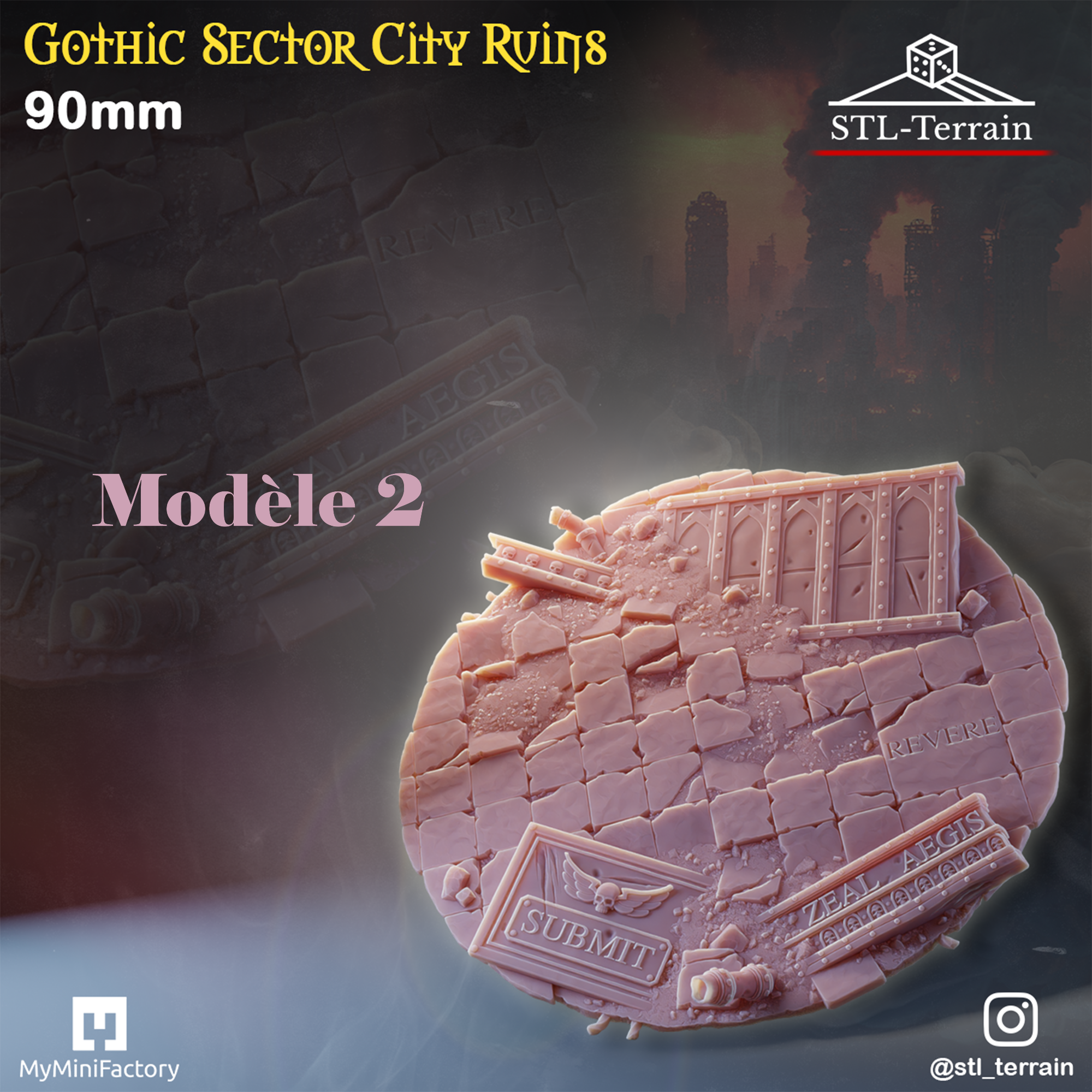 Toppers - Gothic Sector City Ruins - 60 à 170x109 - Impression 14k - Nettoyage ultrason - WAVE 2