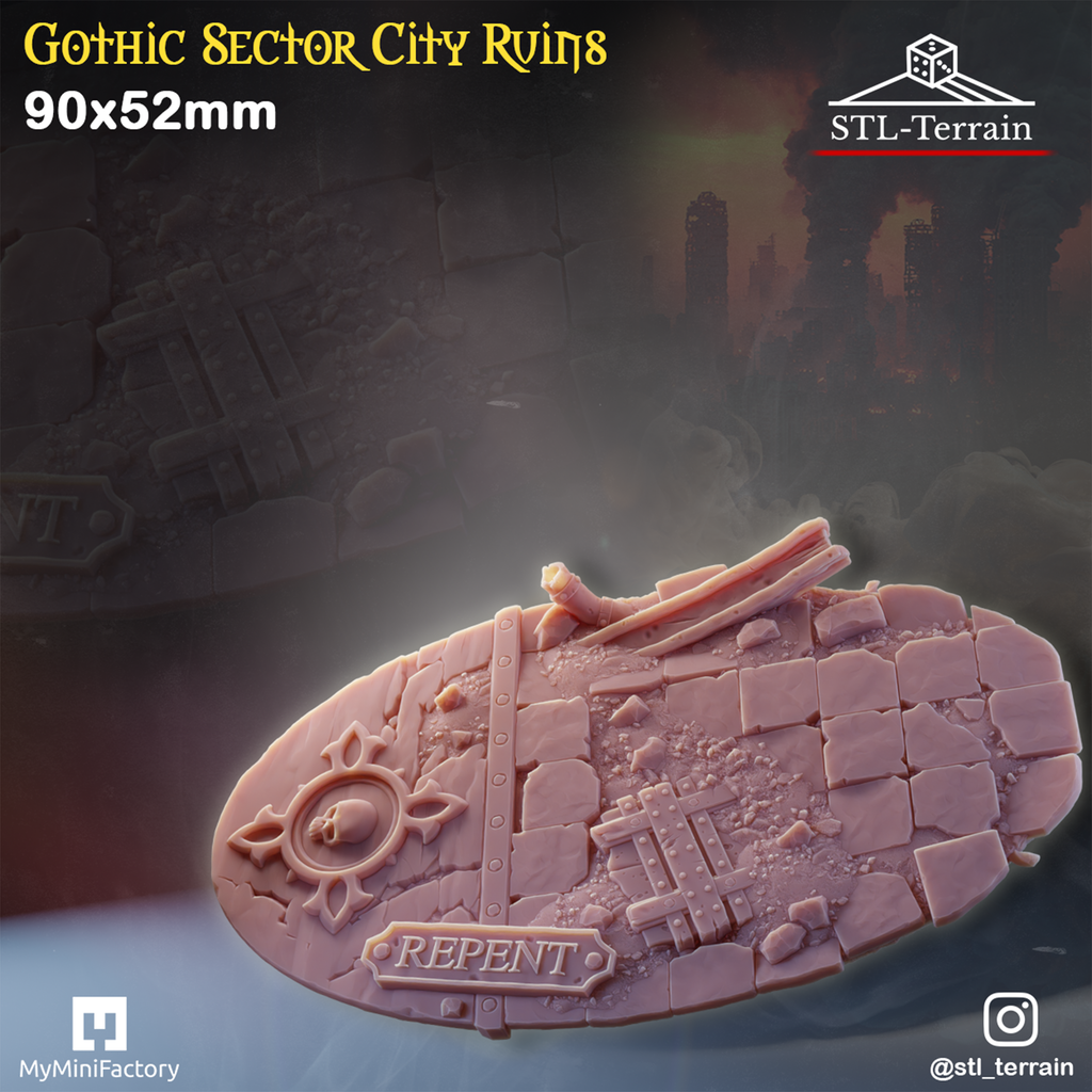 Toppers - Gothic Sector City Ruins - 60 à 170x109 - Impression 14k - Nettoyage ultrason - WAVE 2