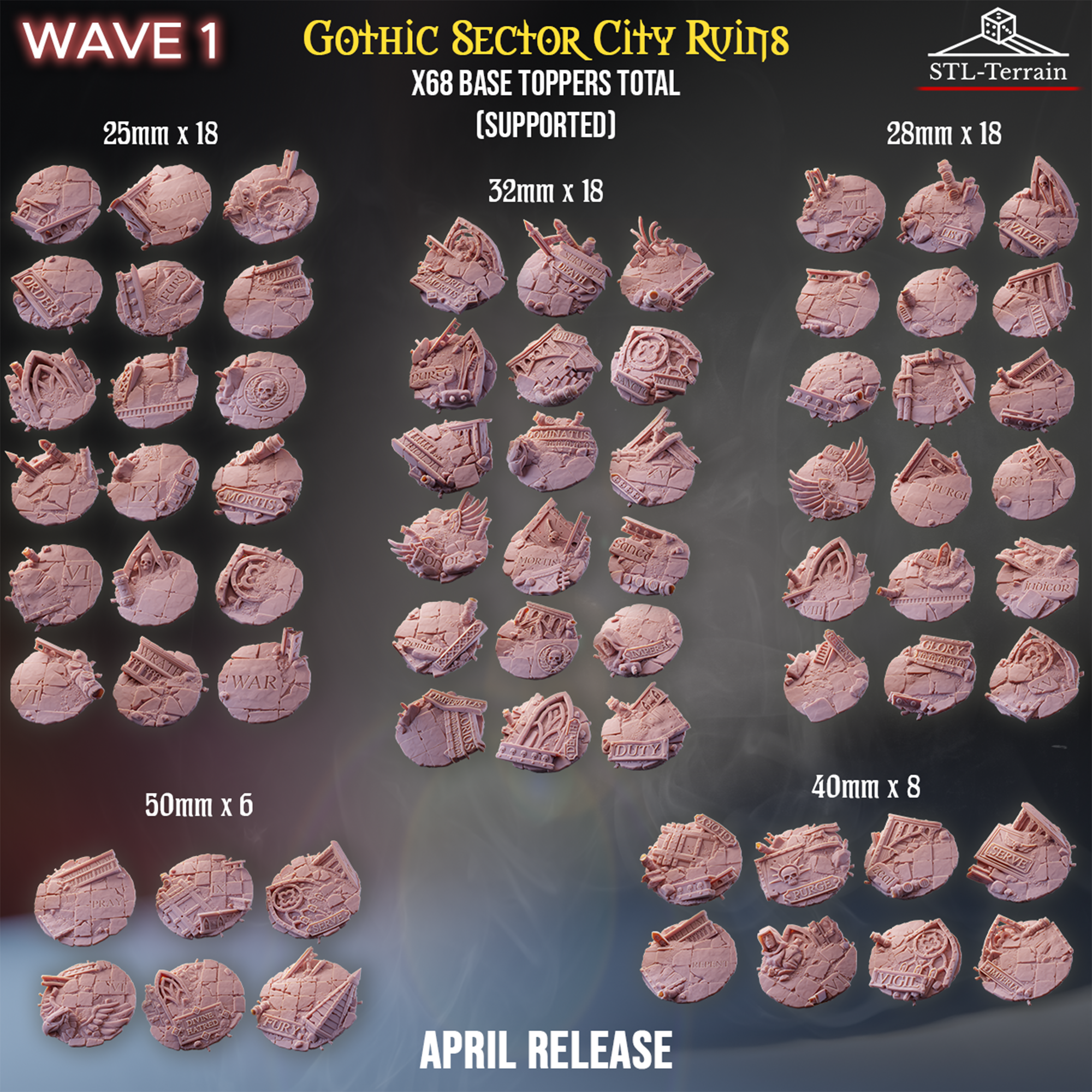Toppers - Gothic Sector City Ruins - 25 - 28 - 32 - 40 - 50 - Impression 14k - Nettoyage ultrason - WAVE 1