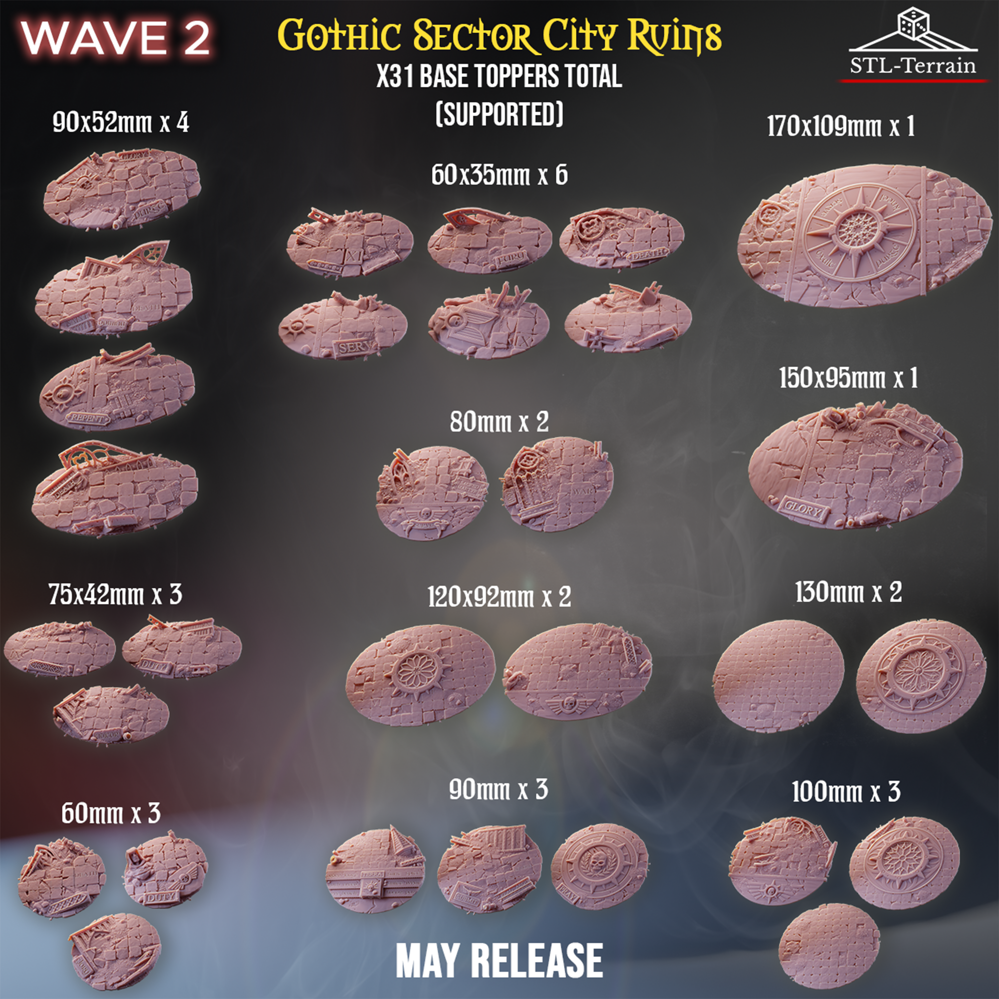 Toppers - Gothic Sector City Ruins - 60 à 170x109 - Impression 14k - Nettoyage ultrason - WAVE 2